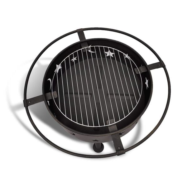 vidaXL Fire Scale Moon Black 82 x 82 x 64 cm Steel