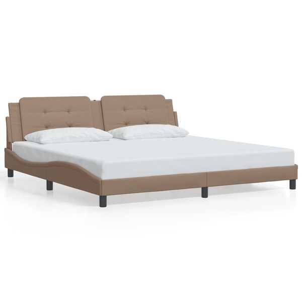 vidaXL Bed Frame without Mattress "Zadar" Cappuccino 200x200 cm Faux Leather