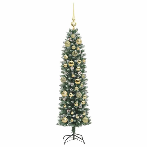 vidaXL Artificial Slim Christmas Tree Green and White 120 cm
