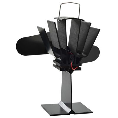 vidaXL Heat Powered Stove Fan 2 Blades Black