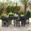 vidaXL Garden Dining Set 5 pcs Black Poly Rattan