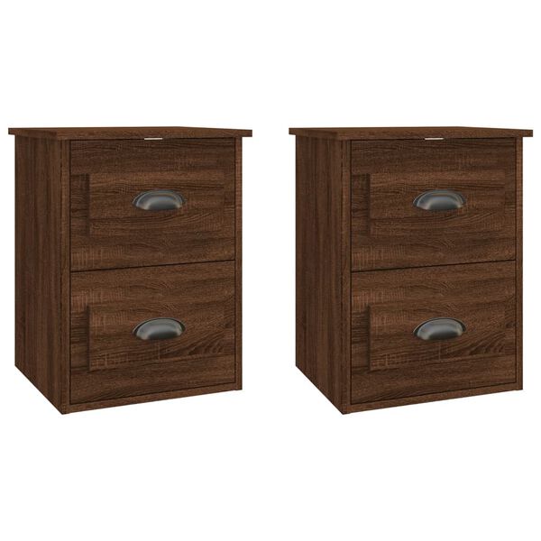 vidaXL Wall-mounted Bedside Cabinets 2 pcs Brown Oak 41.5x36x53cm
