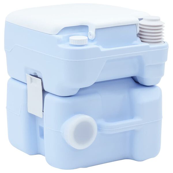 vidaXL Camping Toilet Manual Light Blue and White 41.5 x 36.5 x 42 cm