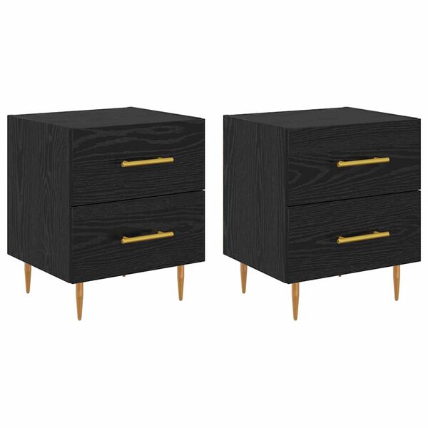 vidaXL Bedside Cabinet with Drawer 2 pcs Black Oak 40 x 35 x 47.5 cm