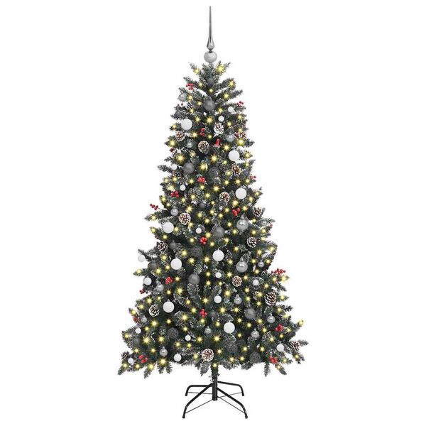 vidaXL Artificial Christmas Tree with 300 LEDs with Stand Green 210 cm