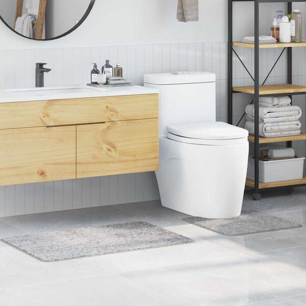 vidaXL Anti-slip Bath Mat Set 2 pcs Grey PP