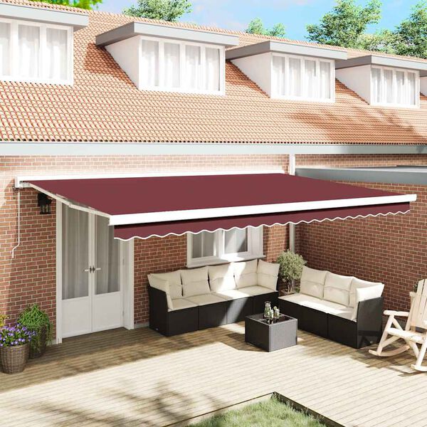 vidaXL Automatic Retractable Awning Burgundy 500x300 cm