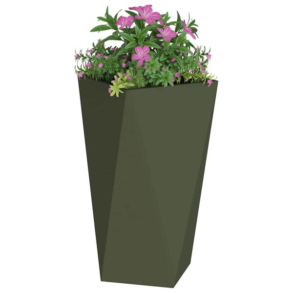 vidaXL Planter 2 pcs Olive Green 40 x 40 x 75 cm Steel