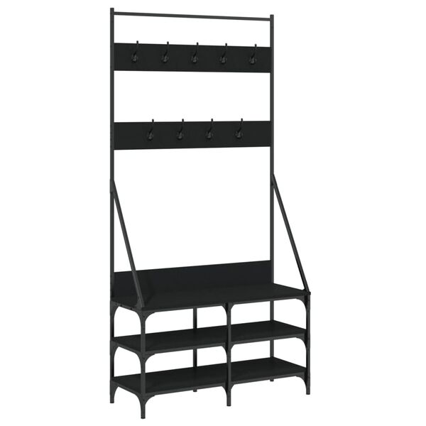 vidaXL Clothes Rack with Shoe Storage Black 90x34x184 cm