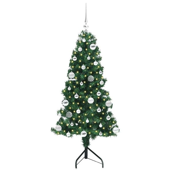 vidaXL Corner Artificial Christmas Tree Green 150 cm PVC and Metal