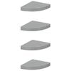 vidaXL Floating Corner Shelves 4 pcs High Gloss Grey 25x25x3,8 cm MDF