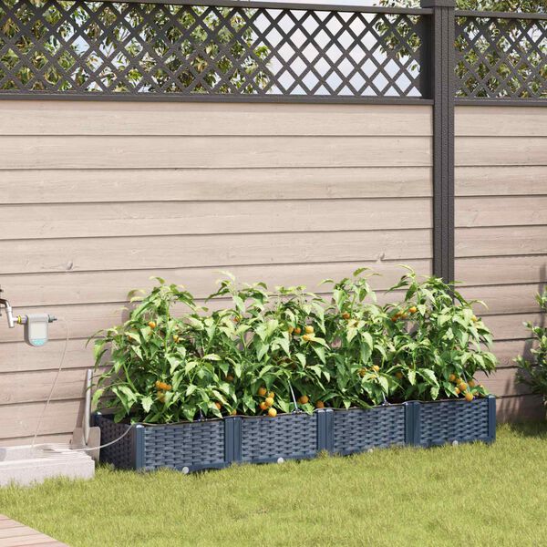 vidaXL Garden Planter 4 pcs Grey 160 x 40 x 22 cm Plastic