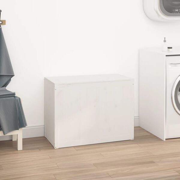 vidaXL Laundry Box White 88.5x44x66 cm Solid Wood Pine