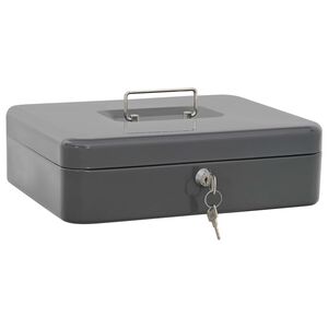 vidaXL Cash Box with Lock Dark grey 30 x 24 x 9 cm Steel
