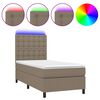 vidaXL Box Spring Bed with Mattress&LED Taupe 90x190 cm Fabric
