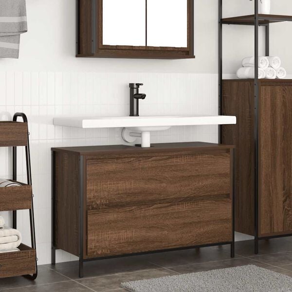 vidaXL Bathroom Basin Cabinet with Drawers Brown Oak 90x34.5x60 cm