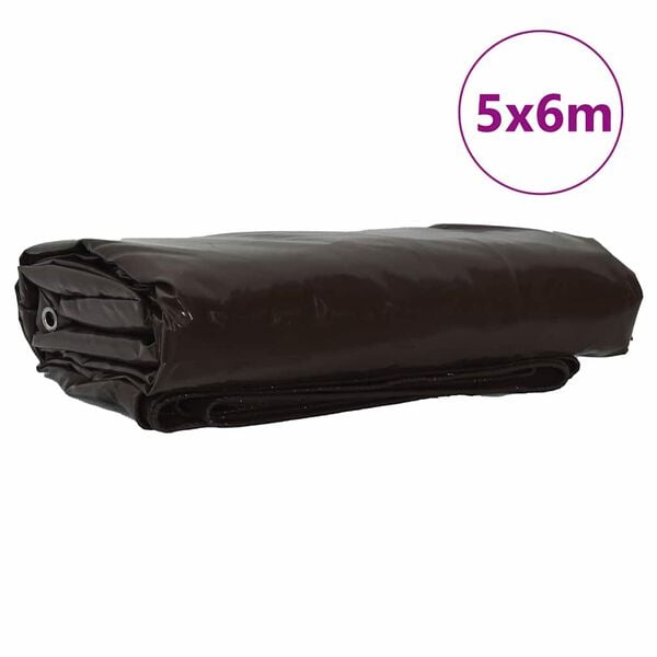 vidaXL Tarpaulin 650g / m&sup2; Brown 5 x 6 m Canvas with PVC Coating