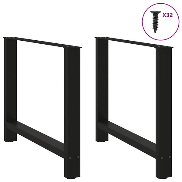 vidaXL Dining Table Legs Black 2 pcs 100x(72-73) cm Steel