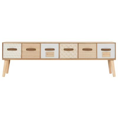 vidaXL TV Cabinet with 6 Drawers 130x30x40 cm Solid Pinewood