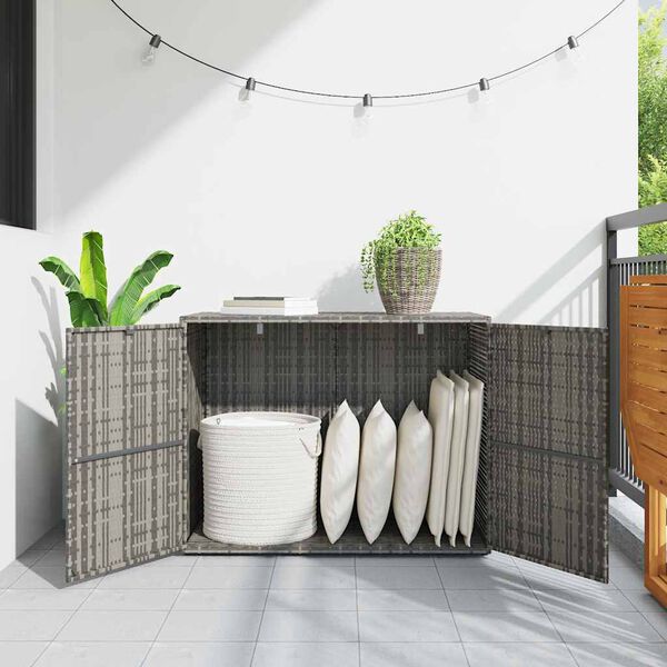 vidaXL Garden Storage Cabinet Grey 100x55.5x80 cm Poly Rattan