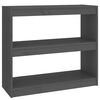 vidaXL Book Cabinet/Room Divider Grey 80x30x71,5 cm Solid Wood Pine