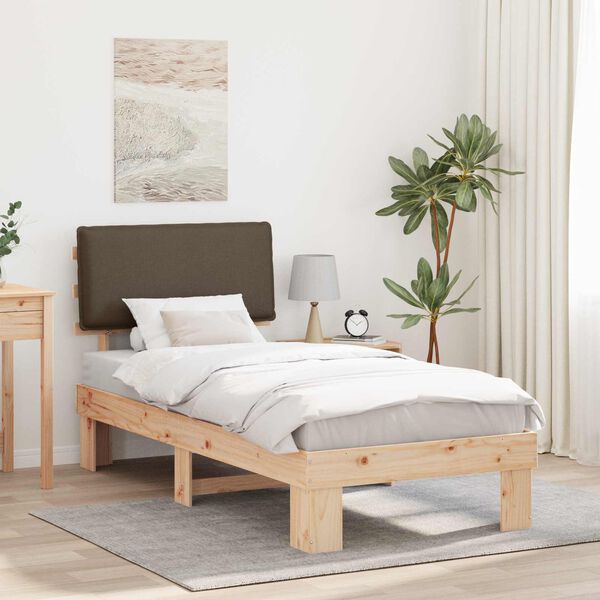 vidaXL Bed Frame with Upholstered Headboard Taupe 90 x 190 cm