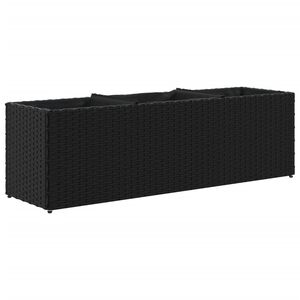 vidaXL Garden Planter with 3 Pots Black 105x30x32 cm Poly Rattan