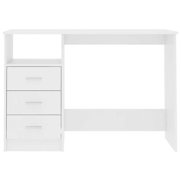 vidaXL Desk with Drawers White 110x50x76 cm Engineered Wood