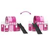 vidaXL Kids'Loft Bed Frame with Curtains, Arch, Slide White and Pink