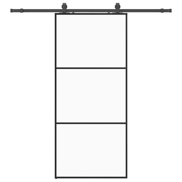 vidaXL Sliding Door with Hardware Set Black 90x205 cm ESG Glass