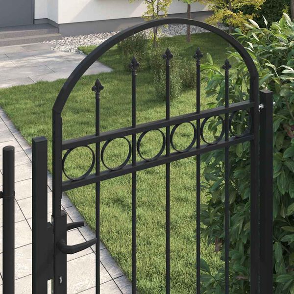 vidaXL Fence Gate Assen with Arched Top and 2 Posts 105x170 cm Black