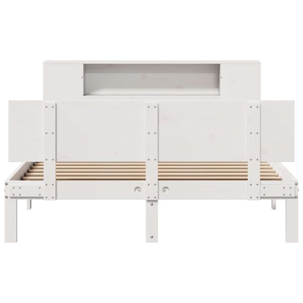 vidaXL Bookcase Bed without Mattress White 135x190 cm Double Solid Wood Pine
