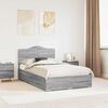 vidaXL Bed Frame with Drawer Grey Sonoma 135 x 190 cm Engineered Wood