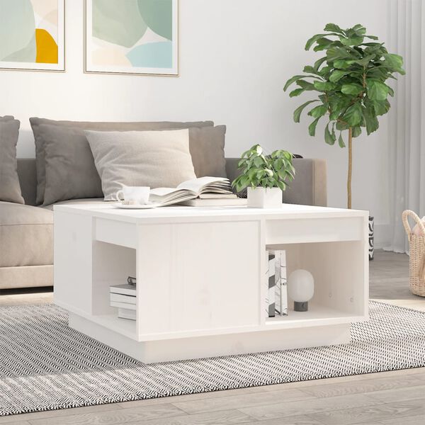 vidaXL Coffee Table White 60x61x32.5 cm Solid Wood Pine