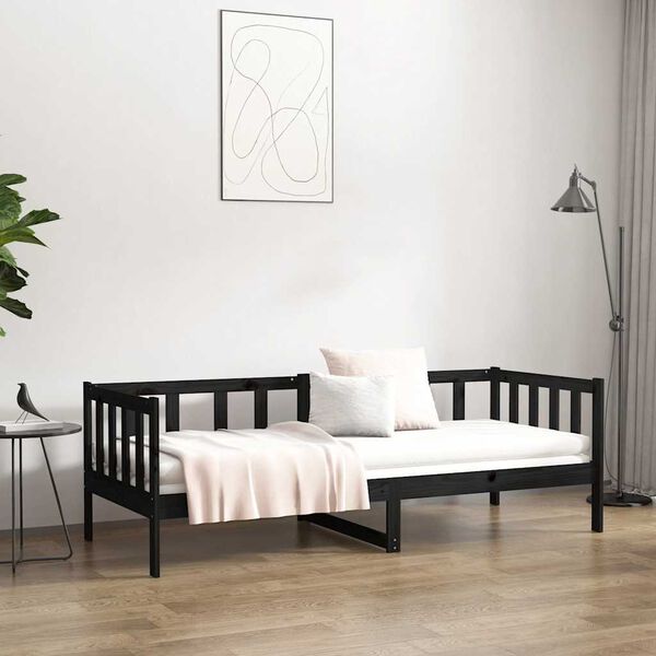 vidaXL Day Bed without Mattress Black 80x200cm Solid Wood Pine