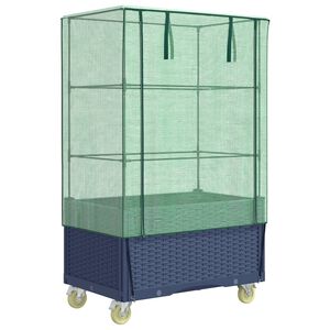 vidaXL Raised Bed with Cover and Wheels Rattan Look 80x50x182 cm