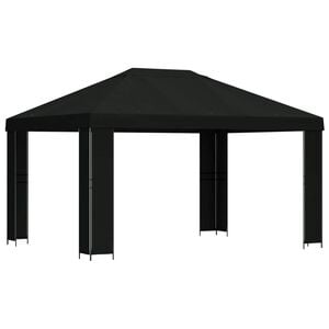 vidaXL Gazebo 4 x 3 m Black Polyester and Steel 190 gsm