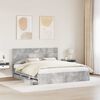 vidaXL Bed Frame with Drawer Concrete Grey 200 x 200 cm Engineer Wood