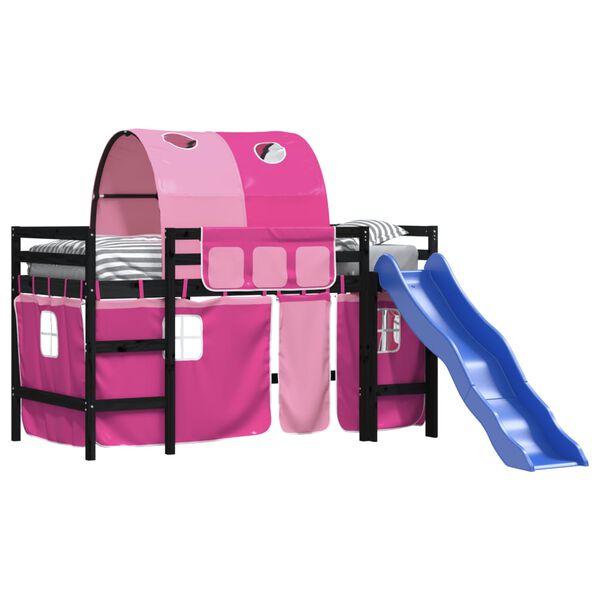 vidaXL Kids' Loft Bed with Tunnel without Mattress Pink 90x200 cm