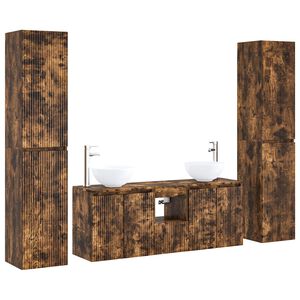 vidaXL Bathroom Cabinet Set 5 pcs Smoked Oak 129 x 35 x 80 cm