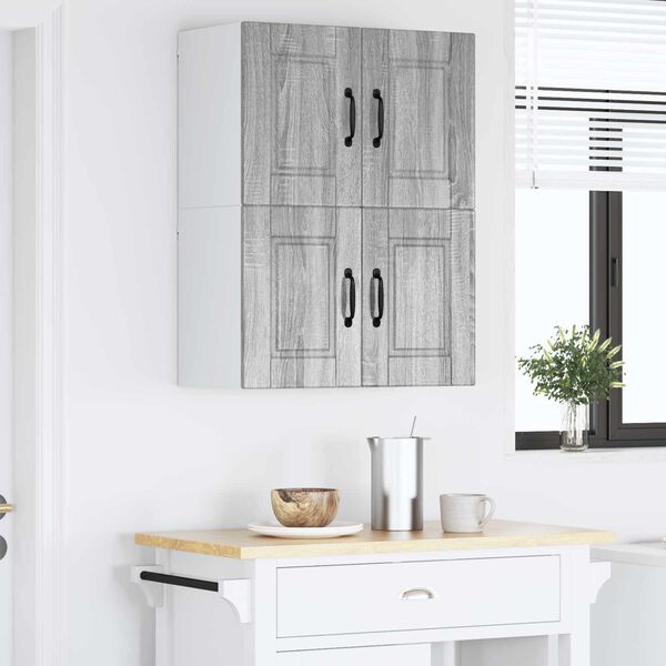 vidaXL Kitchen Cabinet with Shelf 2 pcs Grey Sonoma 60 x 31 x 40 cm