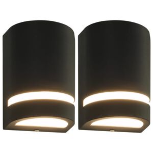 vidaXL Outdoor Wall Lights 2 pcs 35 W Black Half-round