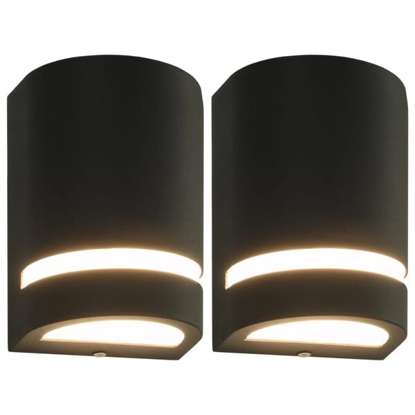 vidaXL Outdoor Wall Lights 2 pcs 35 W Black Half-round