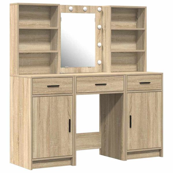vidaXL Dressing Table Set with Drawer 3 pcs Sonoma Oak Engineered Wood