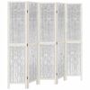 vidaXL Room Divider 5 Panels White Solid Wood Paulownia