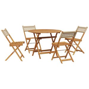 vidaXL 5 Piece Garden Dining Set Beige Poly Rattan and Solid Wood