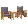 vidaXL Garden Sofa Set with Cushion 3 pcs Brown Solid acacia wood