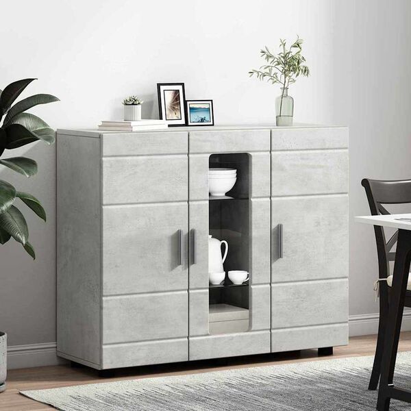 vidaXL Wooden Cabinet with Storage Concrete Grey 88.5 x 30.5 x 73 cm