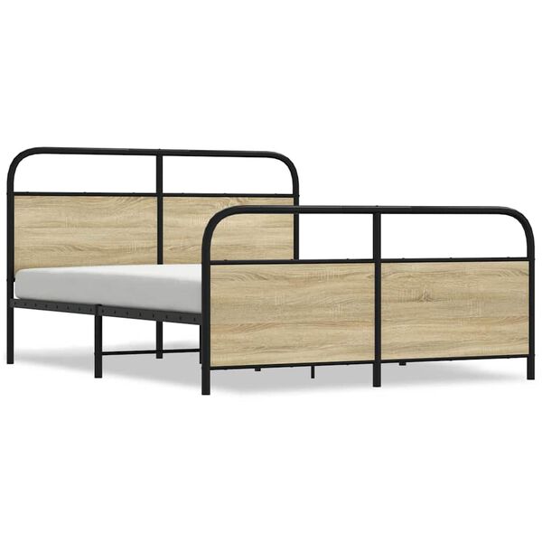 vidaXL Metal Bed Frame without Mattress Sonoma Oak 160x200 cm