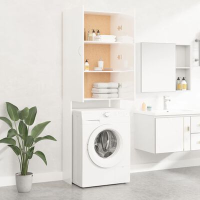 vidaXL Washing Machine Cabinet High Gloss White 64x25.5x190 cm